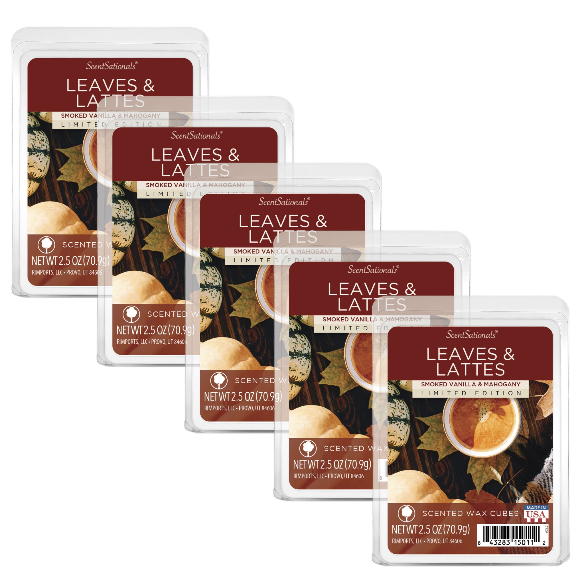 Leaves & Lattes Scented Wax Melts, ScentSationals, 2.5 oz (5-Pack)