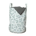 thumbnail image 1 of Leaves Laundry Bag, Peppermint Foliage Pattern on a Dotted Background Blossoming Nature, Basket with Handles Drawstring Closure for Laundromats, 13" x 19", Slate Blue and Bluegrey, by Ambesonne, 1 of 4