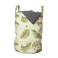 thumbnail image 1 of Leaves Laundry Bag, Repetitive Tropical Blossoms Frangipani Palm Leaf in Spring Colors, Hamper Basket with Handles Drawstring Closure for Laundromats, 13" x 19", Pastel Green Multicolor, by Ambesonne, 1 of 4