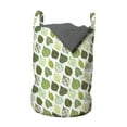 thumbnail image 1 of Leaves Laundry Bag, Spring Forest Themed Meadow Foliage Ornate Diagonal Pattern, Hamper Basket with Handles Drawstring Closure for Laundromats, 13" x 19", Green Pale Green, by Ambesonne, 1 of 4