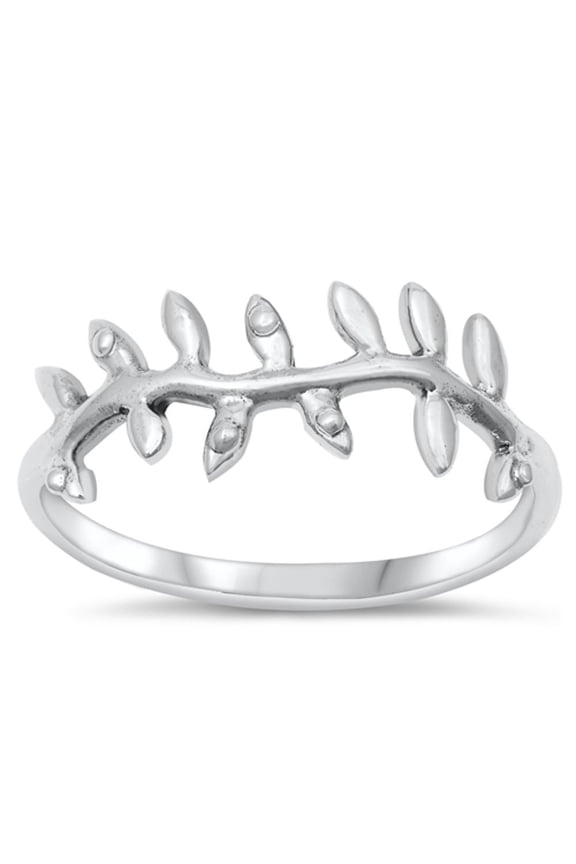 Leaves Leaf Hope Renewal Nature Ring .925 Sterling Silver Band Jewelry Female Male Unisex Size 6