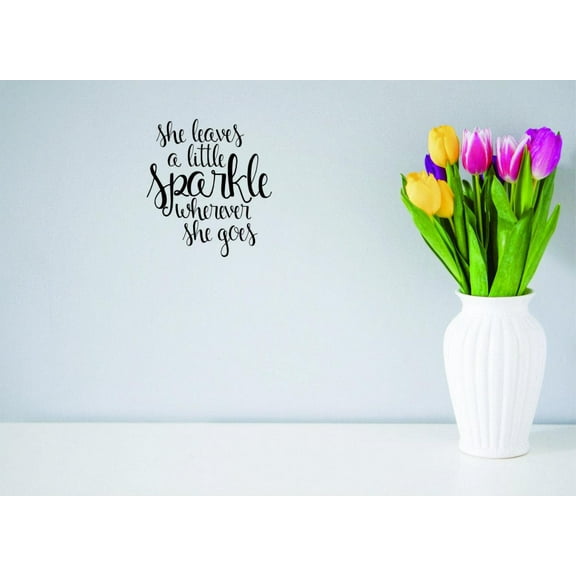 She Leaves A Little Sparkle Wherever She Goes Vinyl Wall Decal for Home - Motivation Dream Joy Love Life Cute Wall Décor Bedroom Living Room Entry - Removable High Tact - Size: 24 In x 36 In