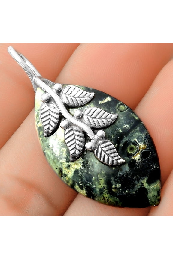 Leaves - Natural Star Galaxy Jasper 925 Sterling Silver Pendant Jewelry P-1291 SDP117270