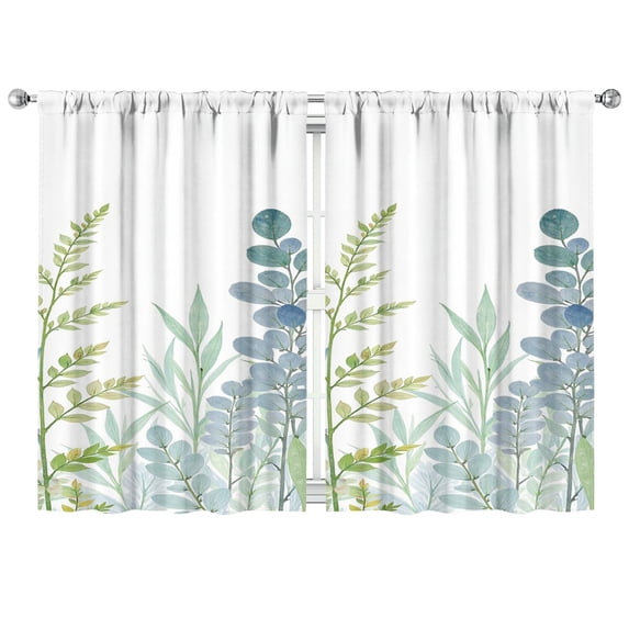 Leaves Of Green Plants Curtains-blackout Curtains Bedroom Decor Living Room Darkening Grommet Window Drapes 2 Panels Set 41"x63"