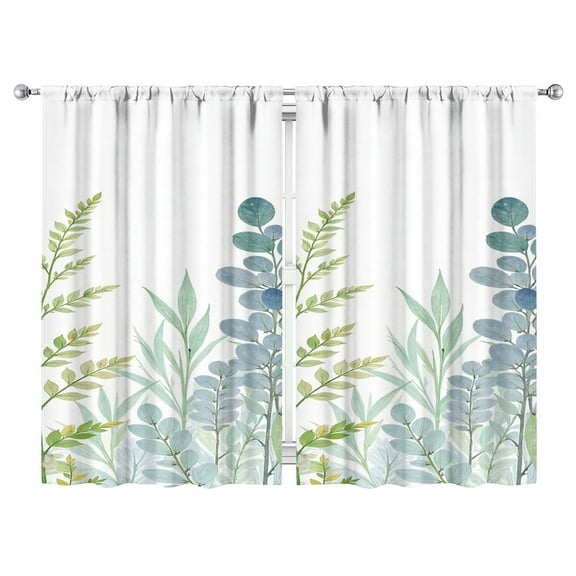 Leaves Of Green Plants Curtains-blackout Curtains Bedroom Decor Living Room Darkening Grommet Window Drapes 2 Panels Set 52"x 84"
