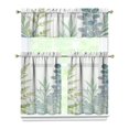 thumbnail image 1 of Leaves Of Green Plants Kitchen Curtain Valance 3 Piece Set Short Curtain Sink Window Decor 36 Inch Small Window Treatment Tier 27.5x36 Length, 1 of 6