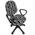thumbnail image 1 of Leaves Office Chair Slipcover, Striped and Surreal Monochrome Leafy Pattern Exotic Plants Modern, Protective Stretch Decorative Fabric Cover, Standard Size, Charcoal Grey and White, by Ambesonne, 1 of 5