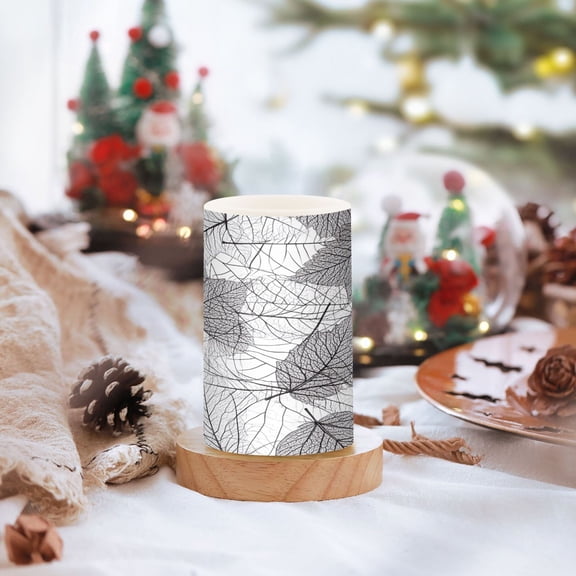 Leaves Outline Pattern Set of 2 Flameless LED Candles Remote and Timer Indoor Outdoor