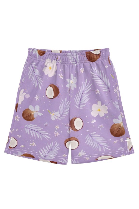 Leaves Palm Leaves Pattern Athletic Shorts Breathable with Comfort Fit Drawstring Casual Sweatshorts Large