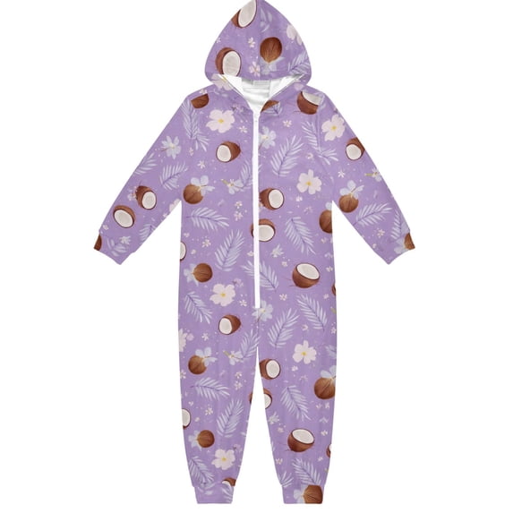 Leaves Palm Leaves Pattern One Piece Pajamas Soft Jumpsuit Cozy Sleep and Play Romper Zipper and Pockets 4T