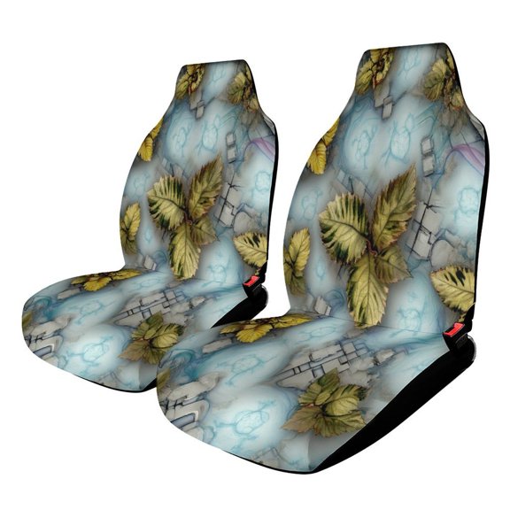 Leaves Pattern Abstract Design Art Car Seat Covers Front Seats Universal Fit for Cars SUV Truck Auto Interior Accessories