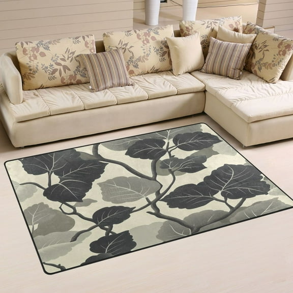 Leaves Pattern Design Soft Polyester Area Rug 31''x20'', Non Slip, Memory Foam, Water Absorbent