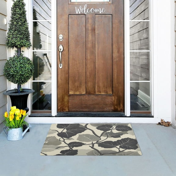 Leaves Pattern Design Versatile Absorbent Door Mat, Non-Slip, Easy to Clean 32''x20''
