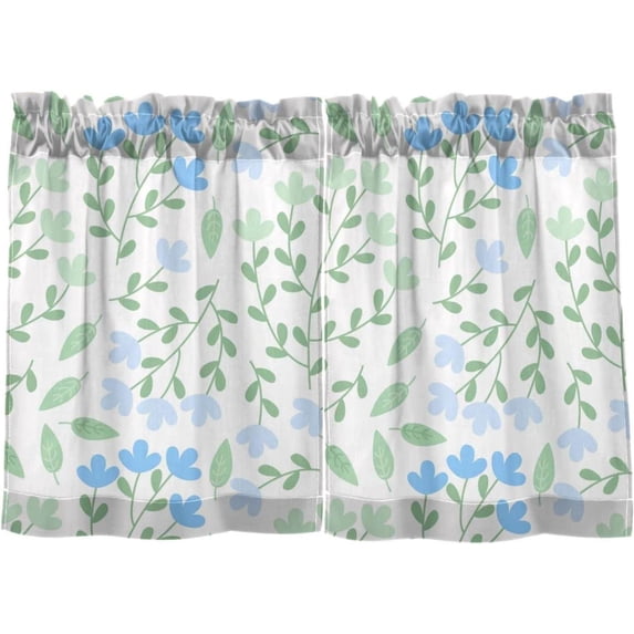 Leaves Pattern Kitchen Curtains 2 Panels UV Protected Tier Curtains, Half Window Curtains Kitchen Tiers for Guest Room Bathroom Sink Laundry Room Basement,36 x 27 Inch