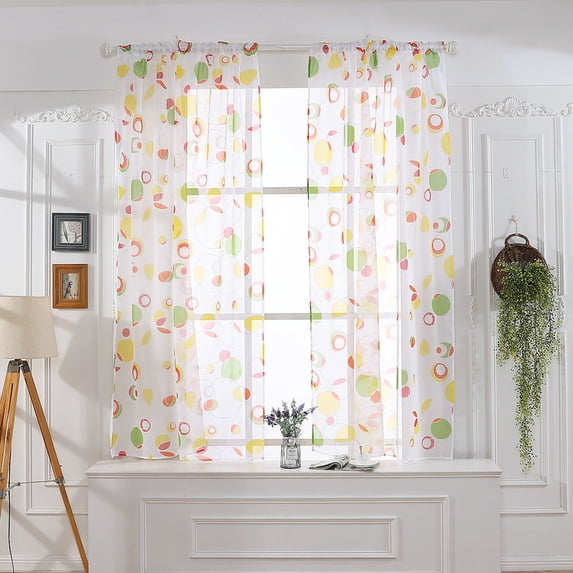Leaves Pattern Sheer Voile Window Curtain 130x100cm, Soft Light Filtering Elegant Drape, Washable Durable Modern Panel for Bedroom Living Room Kitchen Door Home Decoration