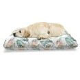 thumbnail image 1 of Leaves Pet Bed, Rhythmic Double Exposure Tropical Leaf Palmate Motifs on Plain Backdrop, Resistant Pad for Dogs and Cats Cushion with Removable Cover, 24" x 39", White and Multicolor, by Ambesonne, 1 of 4