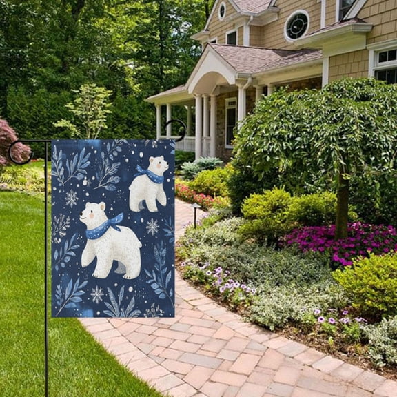 Leaves Polar Bears Garden Flag Double Sided 12 x 18 Inch Outside Yard Decoration Outdoor Flag