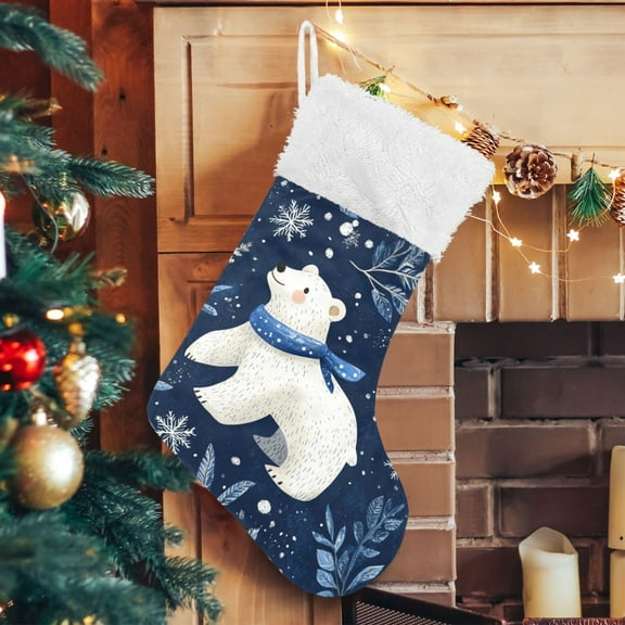 Leaves Polar Bears Large Size Christmas Stockings Xmas Stocking Holiday Party Decorations