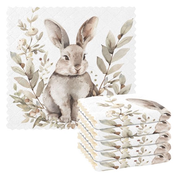 Leaves Rabbit Kitchen Towels 6 Pcs Dish Towels Absorbent Soft Quick Dry Towel Dish Rags for Washing Dishes