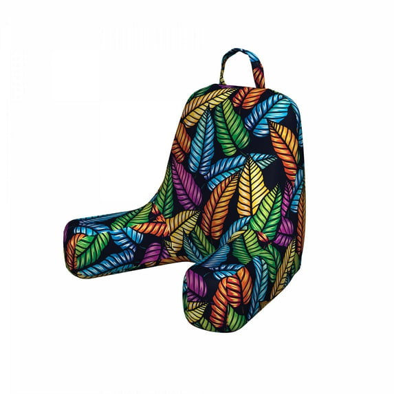Leaves Reading Pillow Cover, Hawaiian Themed Computer Graphics of Colorful Tropical Plantation, Unstuffed Printed Bed Rest Case from Soft Fabric, Small, Charcoal Grey Multicolor, by Ambesonne