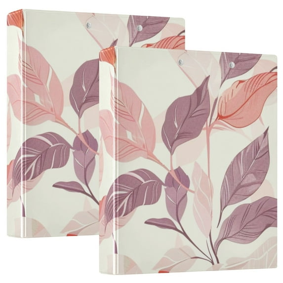 Leaves Red File Folder 3 Ring Binders 1.5 inch Hardcover File Folders with Interior Pockets A4 Size Organizer for School Office Hospital Set of 2