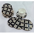 thumbnail image 1 of Leaves Round Black Design Tea Coffee Cup Wood Coasters Drink Tea Mat Pad Placemat Tableware for Decorative, 1 of 4