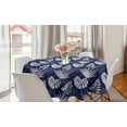 thumbnail image 1 of Leaves Round Tablecloth, Hawaiian Flora Tropical Rainforest Monstera Leaves on Stripes, Circle Table Cloth Cover for Dining Room Kitchen Decor, 60", Violet Blue Coconut, by Ambesonne, 1 of 1