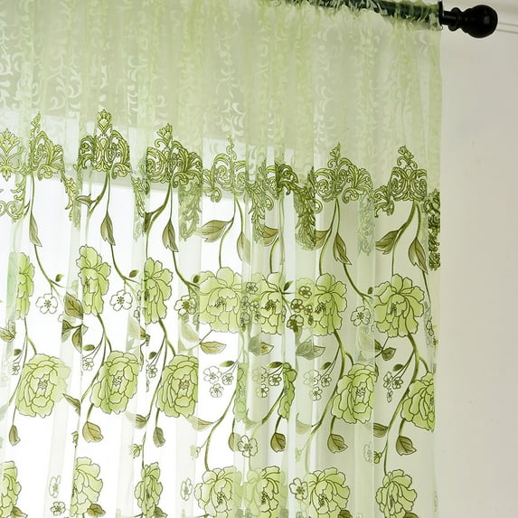 Leaves Sheer Curtain Tulle Window Voile Drape Valance 1 Panel Fabric