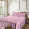 thumbnail image 1 of Ambesonne Leaves Fitted & Flat Sheet with Sham 3 Pcs Set, Pink Aloha Leaf Botanical, Twin XL, Pink and White, 1 of 5