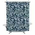thumbnail image 1 of Leaves Shower Curtain for Bathroom, White Floral Leaf Branch Plant Navy Blue Background Waterproof Cloth Fabric Bathroom Accessories Set with 12 Rust Proof Plastic Hooks, 36"x78", 1 of 9