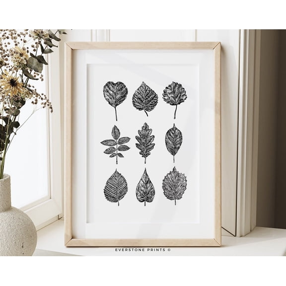 Leaves Sketch Art, Botanical Drawing Art, Autumn Leaves, Fall Decor, Thanksgiving, Nature Leaf Line Art, Minimalist Art Wall Art, Modern Wall Decor, 24x36 UNFRAMED