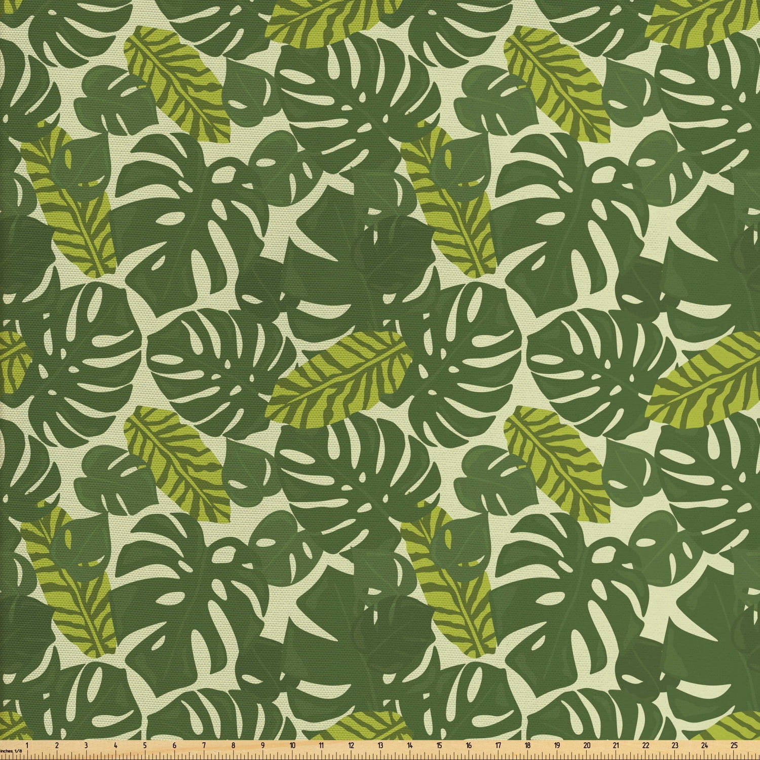 Ambesonne Leaf Fabric by The Yard, Watercolor Style Pattern Dollar Eucalypt Ambesonne Beige Fabric With Geometric Leaf Design. Two Remnants