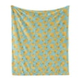 thumbnail image 1 of Leaves Soft Flannel Fleece Blanket, Botanical Garden Pattern in Bicolor Style with Ginkgo Leafy Floral Petals, Cozy Plush for Indoor and Outdoor Use, 60" x 80", Pale Blue and Mustard, by Ambesonne, 1 of 6