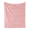 thumbnail image 1 of Leaves Soft Flannel Fleece Blanket, Damask Stencil Style Ornamental Bamboo Leaves Vertically Aligned Illustration, Cozy Plush for Indoor and Outdoor Use, 60" x 80", Coral and White, by Ambesonne, 1 of 5