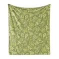 thumbnail image 1 of Leaves Soft Flannel Fleece Blanket, Demonstration of Various Plantation Leafy Items in Tones of Green Olive Green, Cozy Plush for Indoor and Outdoor Use, 70" x 90", Green Pale Green, by Ambesonne, 1 of 5
