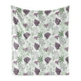 thumbnail image 1 of Leaves Soft Flannel Fleece Blanket, Tropical Foliage Silhouettes Exotic Botany Hawaiian Nature Elements Vintage, Cozy Plush for Indoor and Outdoor Use, 70" x 90", Eggplant Green Grey, by Ambesonne, 1 of 5