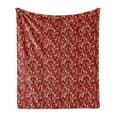 thumbnail image 1 of Leaves Soft Flannel Fleece Throw Blanket, Abstract Colored Foliage Pattern with Coming of the Spring Theme Image, Cozy Plush for Indoor and Outdoor Use, 50" x 70", Vermilion Ruby Beige, by Ambesonne, 1 of 5