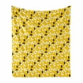 thumbnail image 1 of Leaves Soft Flannel Fleece Throw Blanket, Diagonal Leaves Pattern with Monochrome Tones on Yellow, Cozy Plush for Indoor and Outdoor Use, 70" x 90", Yellow Grey, by Ambesonne, 1 of 6
