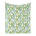 thumbnail image 1 of Leaves Soft Flannel Fleece Throw Blanket, Doodle Birds and Flowers with Foliage Hearts Ornamental Print, Cozy Plush for Indoor and Outdoor Use, 60" x 80", Charcoal Grey Pale Green, by Ambesonne, 1 of 5