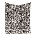thumbnail image 1 of Leaves Soft Flannel Fleece Throw Blanket, Modern Abstract Composition of Foliage Silhouettes in Hand-drawn Style, Cozy Plush for Indoor and Outdoor Use, 60" x 80", Blush Black and White, by Ambesonne, 1 of 5