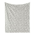 thumbnail image 1 of Leaves Soft Flannel Fleece Throw Blanket, Ornamental Doodle Foliage of the Autumn Season Monochrome Nature Composition, Cozy Plush for Indoor and Outdoor Use, 60" x 80", Ivory and Grey, by Ambesonne, 1 of 5