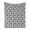 thumbnail image 1 of Leaves Soft Flannel Fleece Throw Blanket, Repeating Vintage Summer Design Monochrome Foliage Art on Plain Backdrop, Cozy Plush for Indoor and Outdoor Use, 70" x 90", Charcoal Grey White, by Ambesonne, 1 of 5