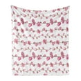 thumbnail image 1 of Leaves Soft Flannel Fleece Throw Blanket, Watercolor Style Composition of Blossoming Flowers Horizontal Lines, Cozy Plush for Indoor and Outdoor Use, 60" x 80", Pink and Pale Rust, by Ambesonne, 1 of 5