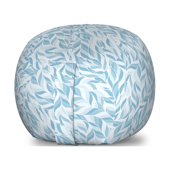 Leaves Storage Toy Bag Chair, Abstract Foliage Pattern with Doodle Style Nature Growth Vintage Composition, Stuffed Animal Organizer Washable Bag, Large Size, Pale Blue Blue, by Ambesonne