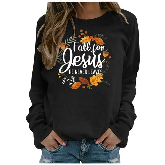 Leaves Sweatshirts for Women Long Sleeve Thanksgiving Graphic Crewneck Sweatshirt Autumn Casual Pullover Tops