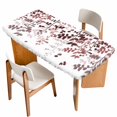thumbnail image 1 of Leaves Table Cloths for 4 Foot Rectangle Tables, Pink Brown Summer Botanical Patio Waterproof Elastic Fitted Tablecloths, Washable Rectangular Table Cover for Camping, 1 of 8