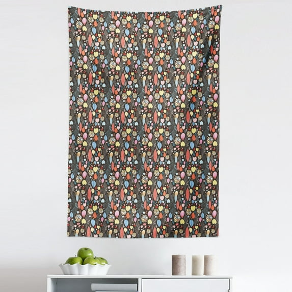 Leaves Tapestry, Colorful Foliage Illustration with Birds and Flowers Autumn Season Composition, Fabric Wall Hanging Decor for Bedroom Living Room Dorm, 5 Sizes, Multicolor, by Ambesonne