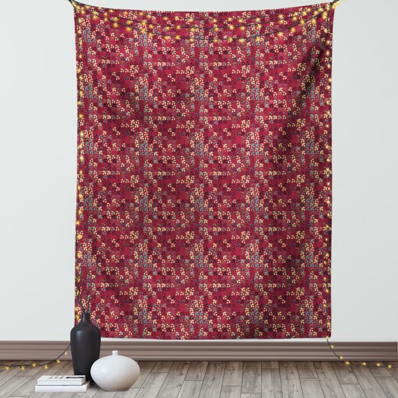 Leaves Tapestry, Foliage Silhouette Pattern Abstract Nature Illustration Coming of the Spring Theme, Wall Hanging for Bedroom Living Room Dorm Decor, 60W X 80L Inches, Multicolor, by Ambesonne