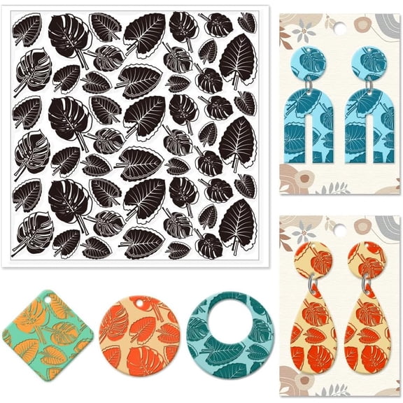 Leaves Texture Silicone Clay Texture Stamp Tropical Leaves Polymer Clay for Polymer Clay Making Earrings Texture Sheets Clay Modeling Pattern Pad Texture Sheets Jewelry