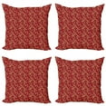 thumbnail image 1 of Ambesonne Leaves Throw Pillow Cover 4 Pack, Colored Foliage Pattern, 24", Vermilion Ruby Beige, 1 of 2